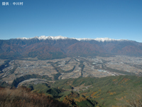 陣馬形山頂から中央アルプス